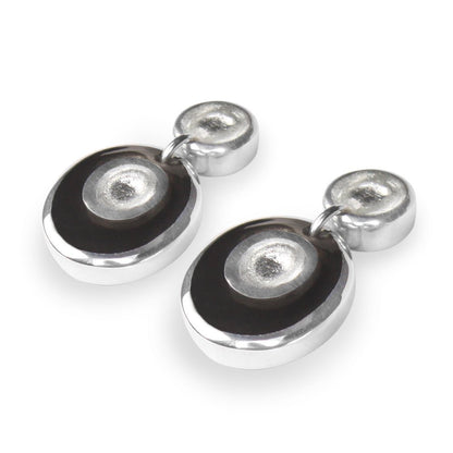 Black Organic Circles Drop Stud Earrings | The Jewellery Stop