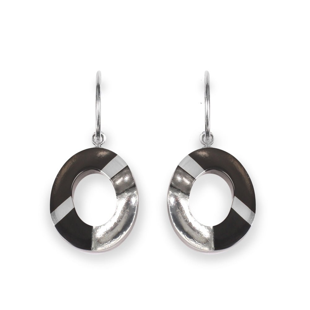 Black Tribal Circle Creole Earrings | The Jewellery Stop