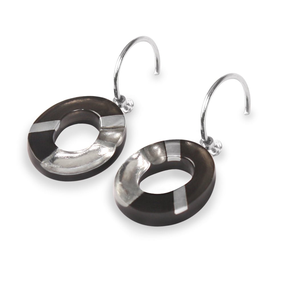 Black Tribal Circle Creole Earrings | The Jewellery Stop