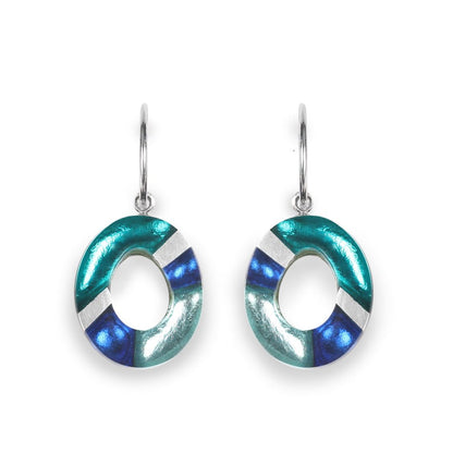 Teal Tribal Circle Creole Earrings | The Jewellery Stop