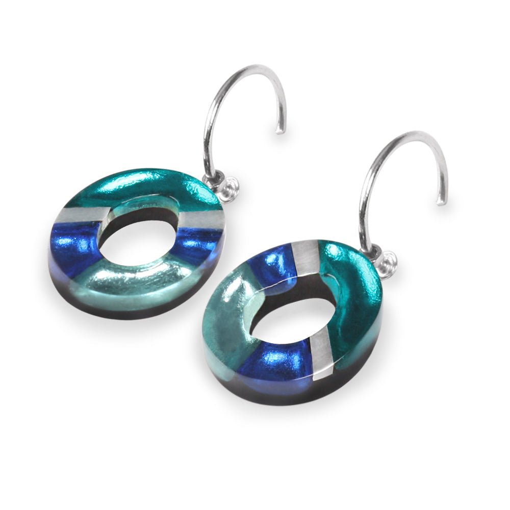 Teal Tribal Circle Creole Earrings | The Jewellery Stop