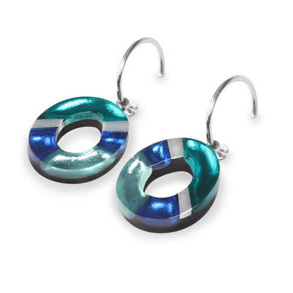 Teal Tribal Circle Creole Earrings | The Jewellery Stop