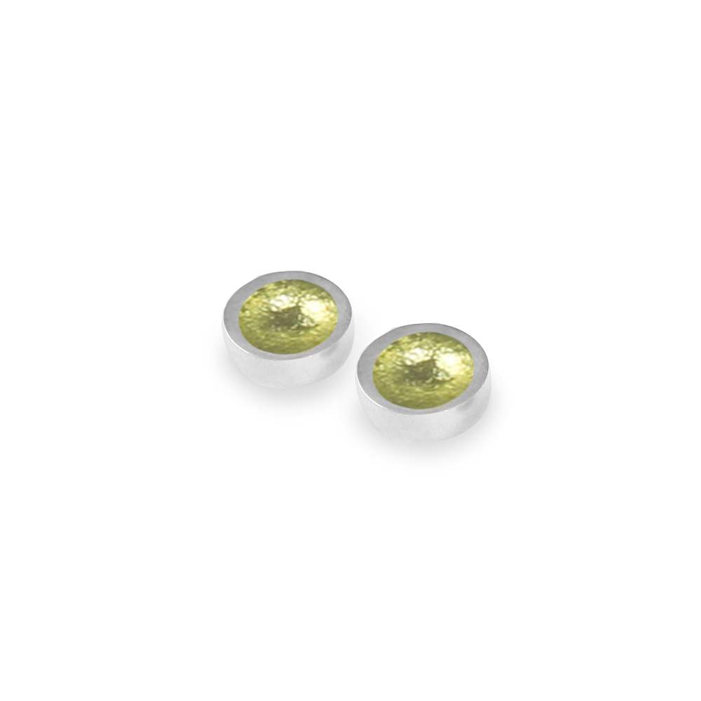 Lime Textured Stack Round Stud Earrings