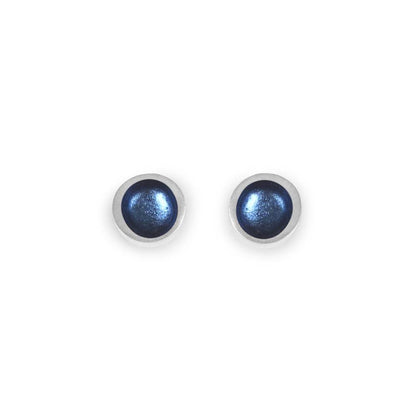 Navy Textured Stack Round Stud Earrings | The Jewellery Stop