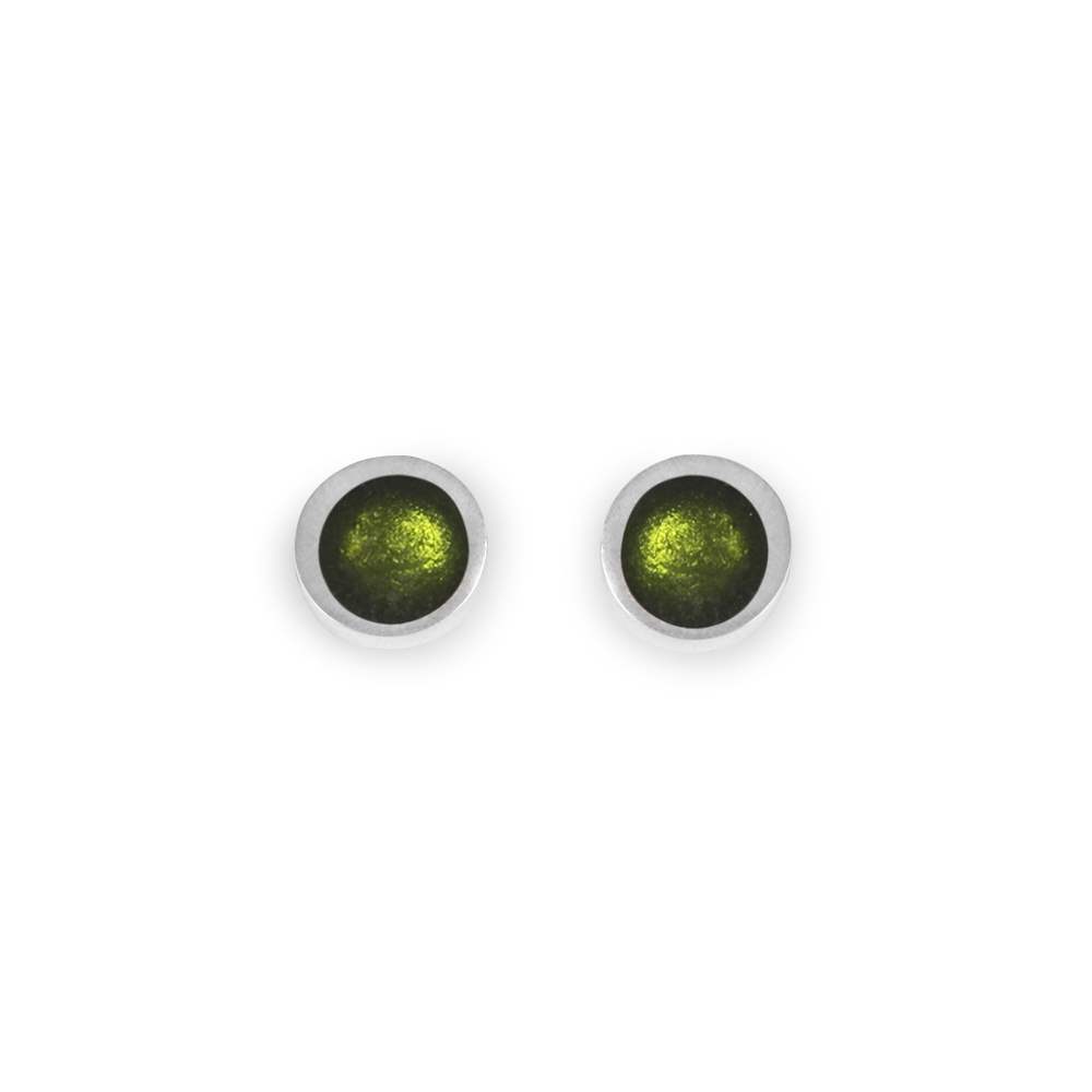 Olive Textured Stack Round Stud Earrings | The Jewellery Stop
