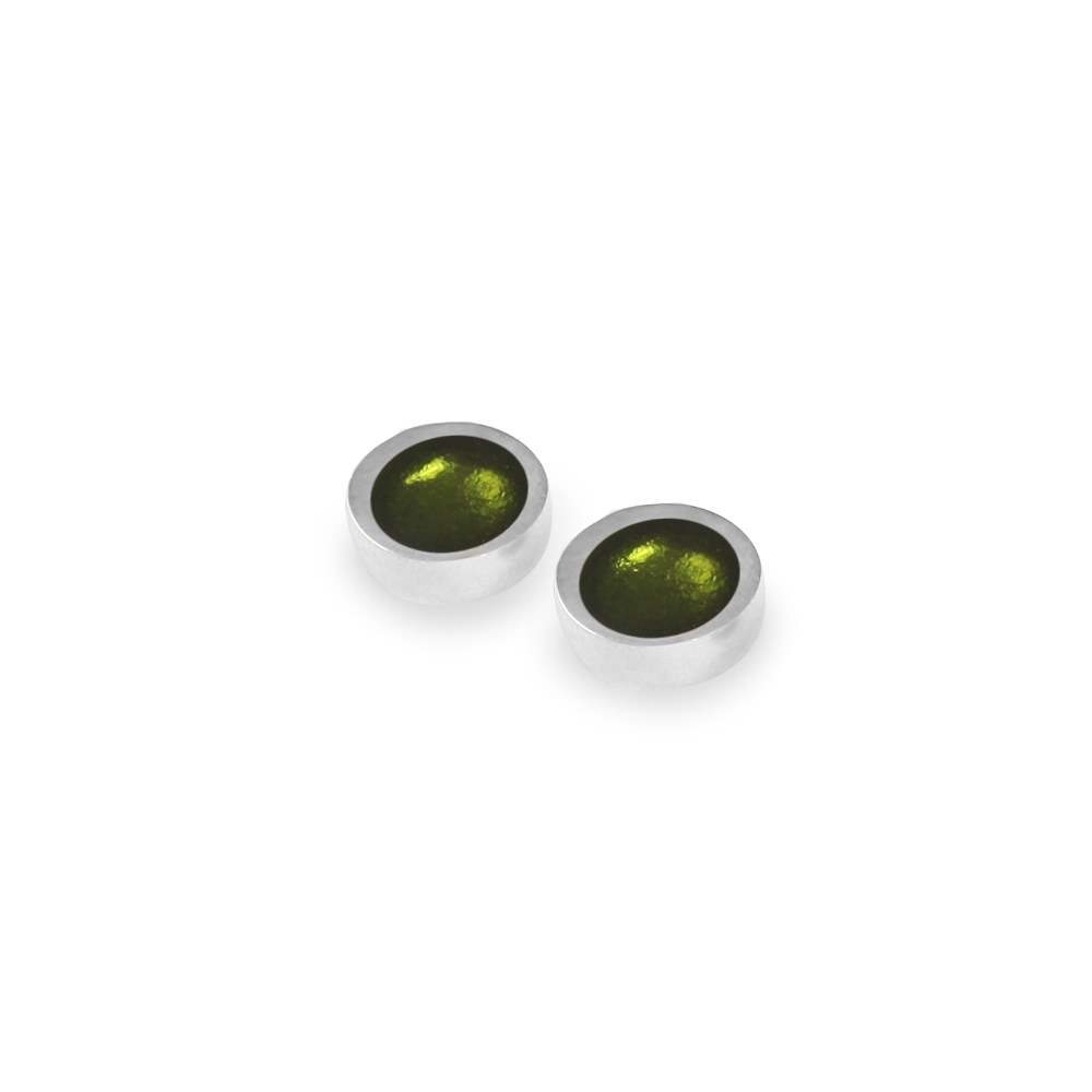 Olive Textured Stack Round Stud Earrings | The Jewellery Stop