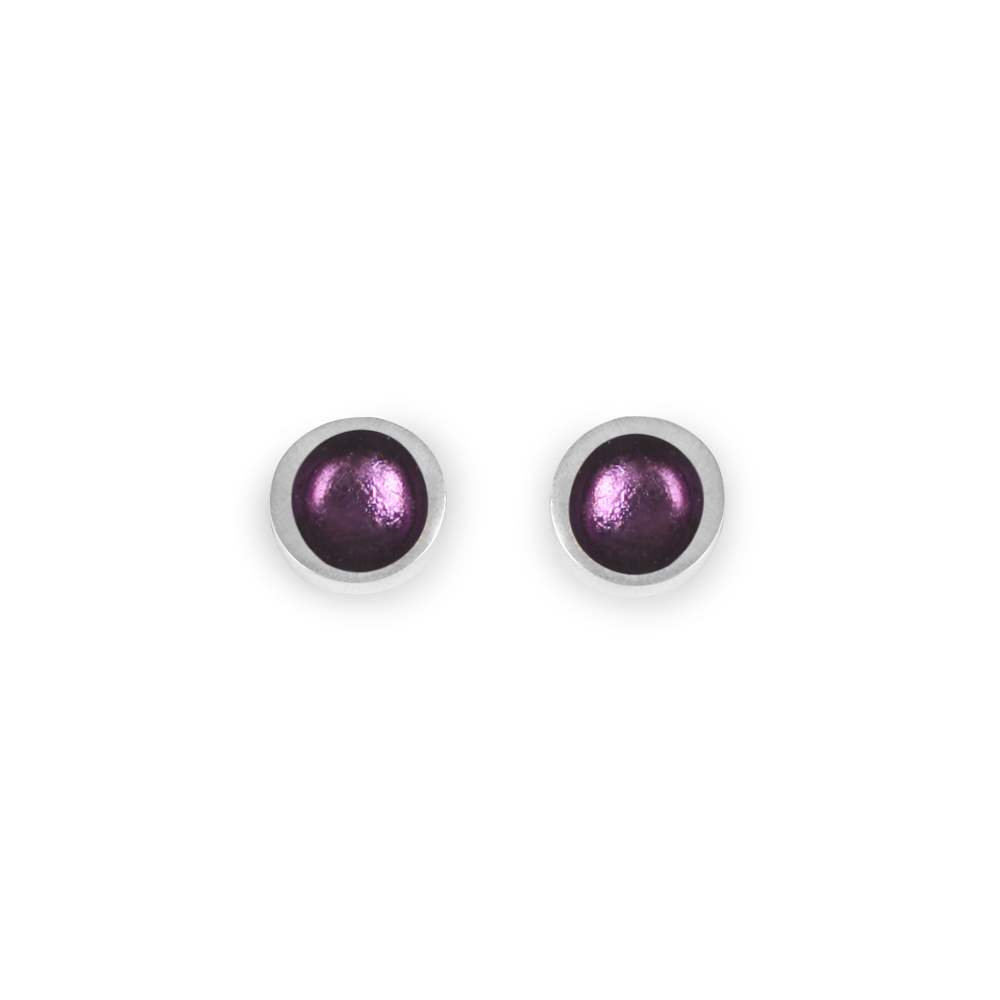 Purple Textured Stack Round Stud Earrings | The Jewellery Stop
