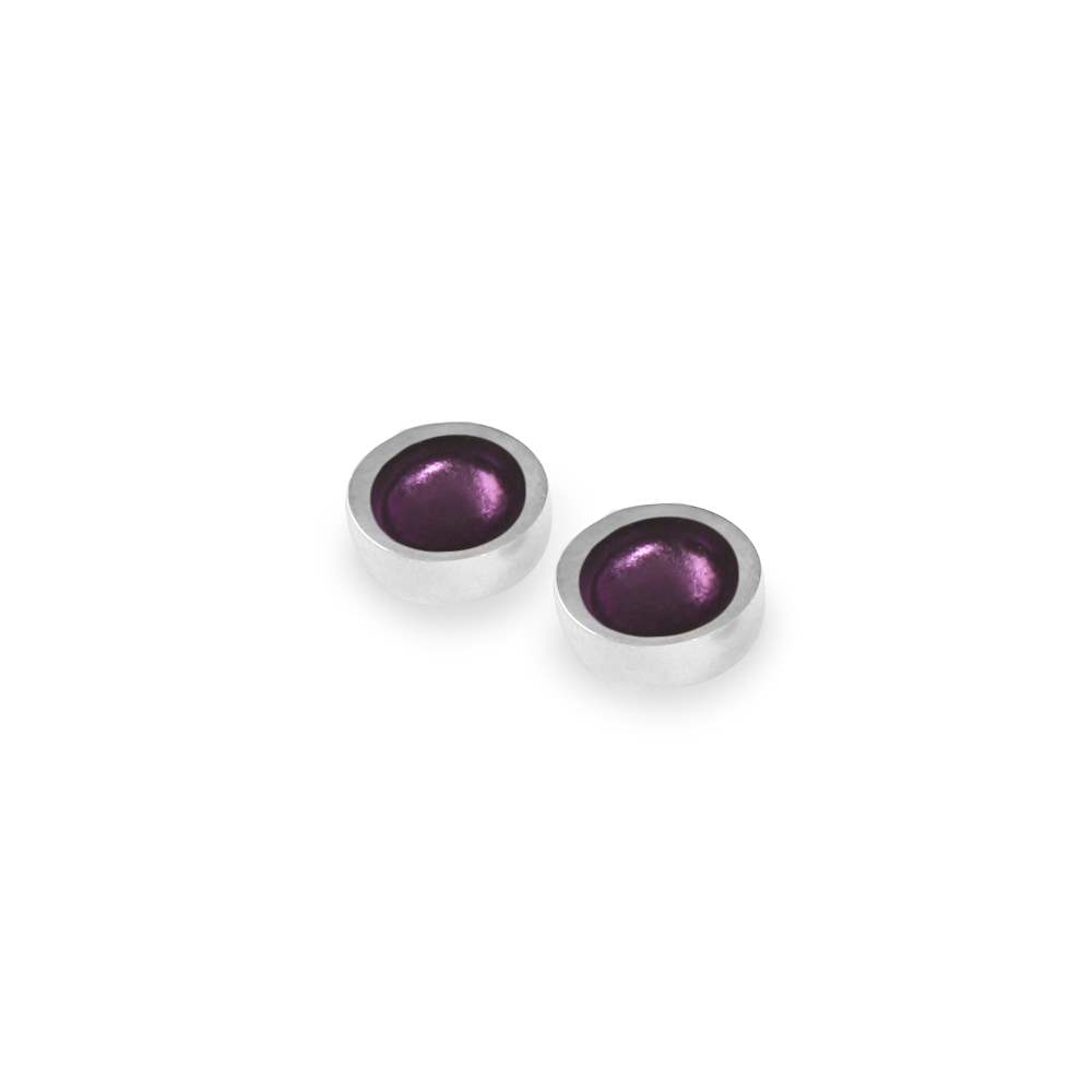 Purple Textured Stack Round Stud Earrings | The Jewellery Stop