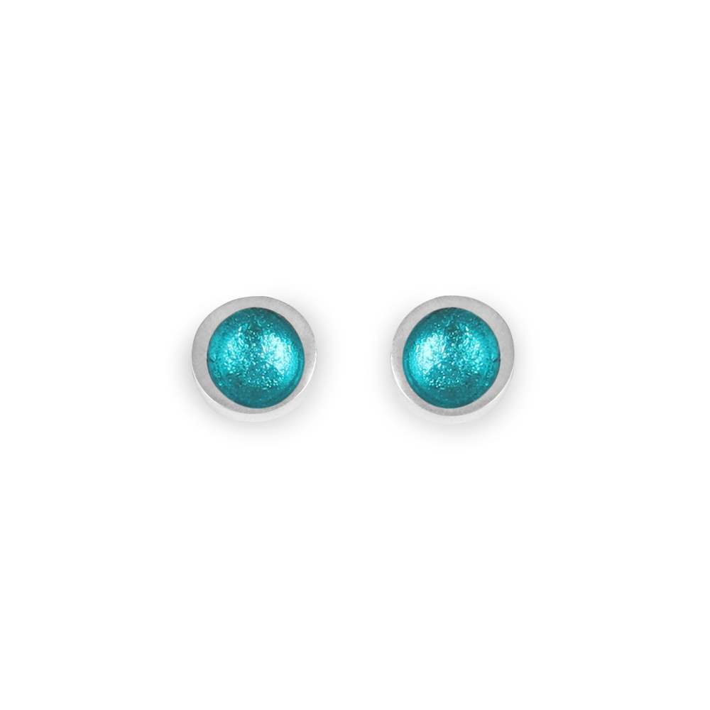 Teal Textured Stack Round Stud Earrings | The Jewellery Stop