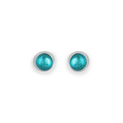 Teal Textured Stack Round Stud Earrings | The Jewellery Stop