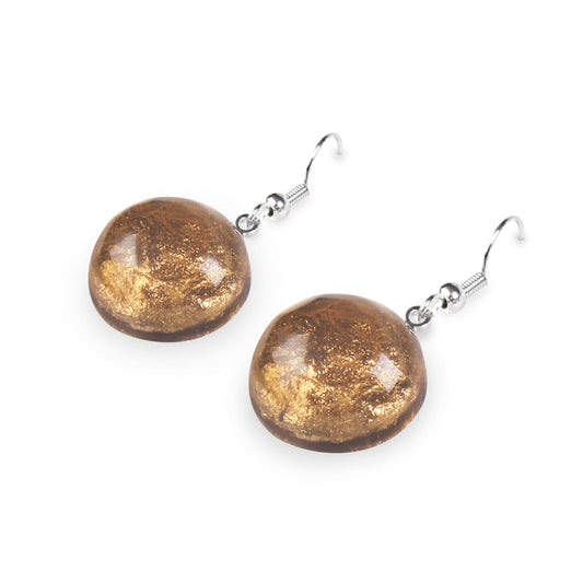 Gold Cabouchon Combi Fish Hook Earrings | The Jewellery Stop