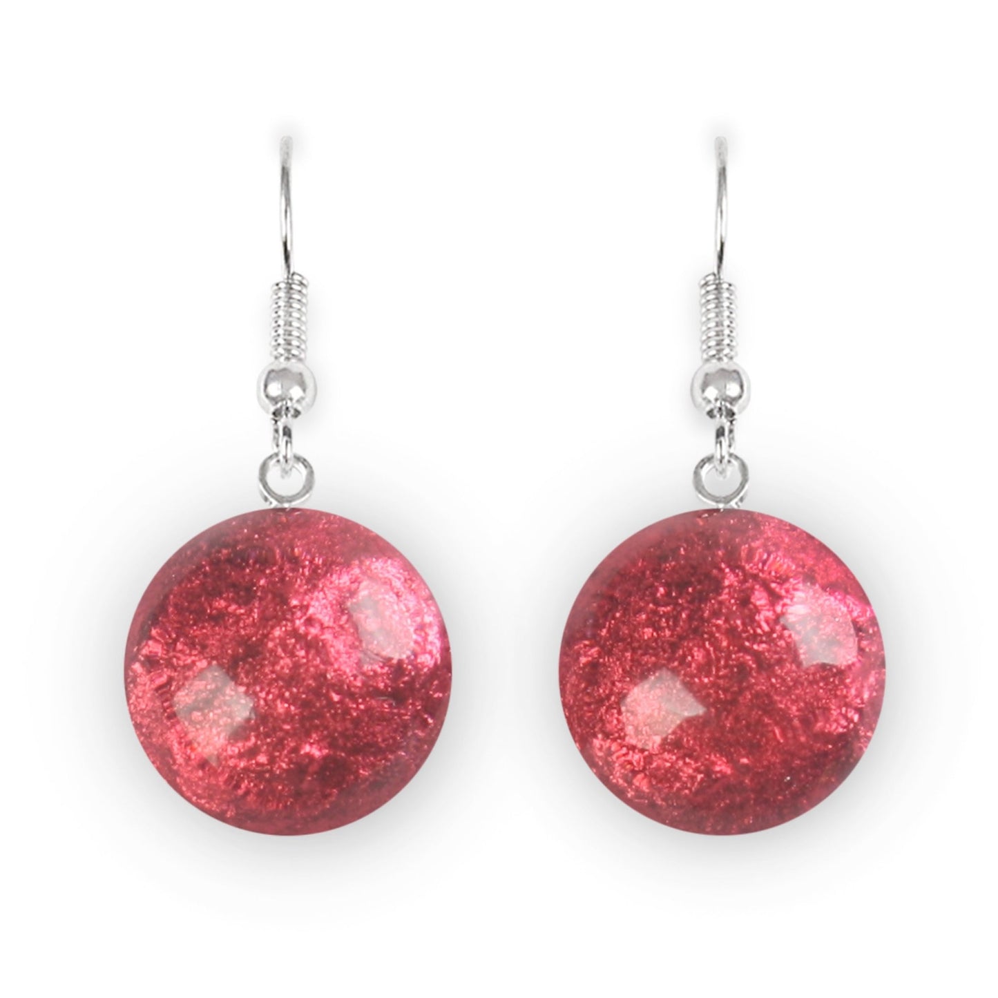 Raspberry Cabouchon Combi Fish Hook Earrings | The Jewellery Stop