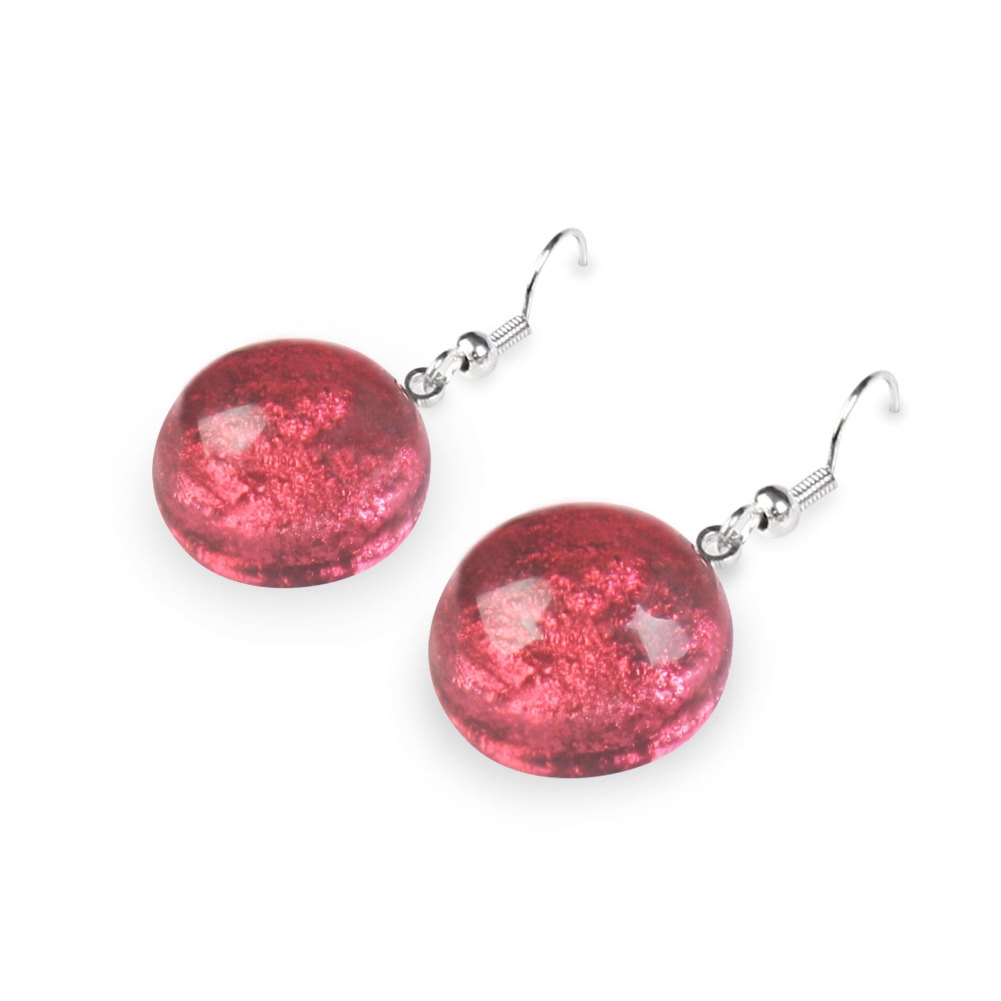 Raspberry Cabouchon Combi Fish Hook Earrings | The Jewellery Stop