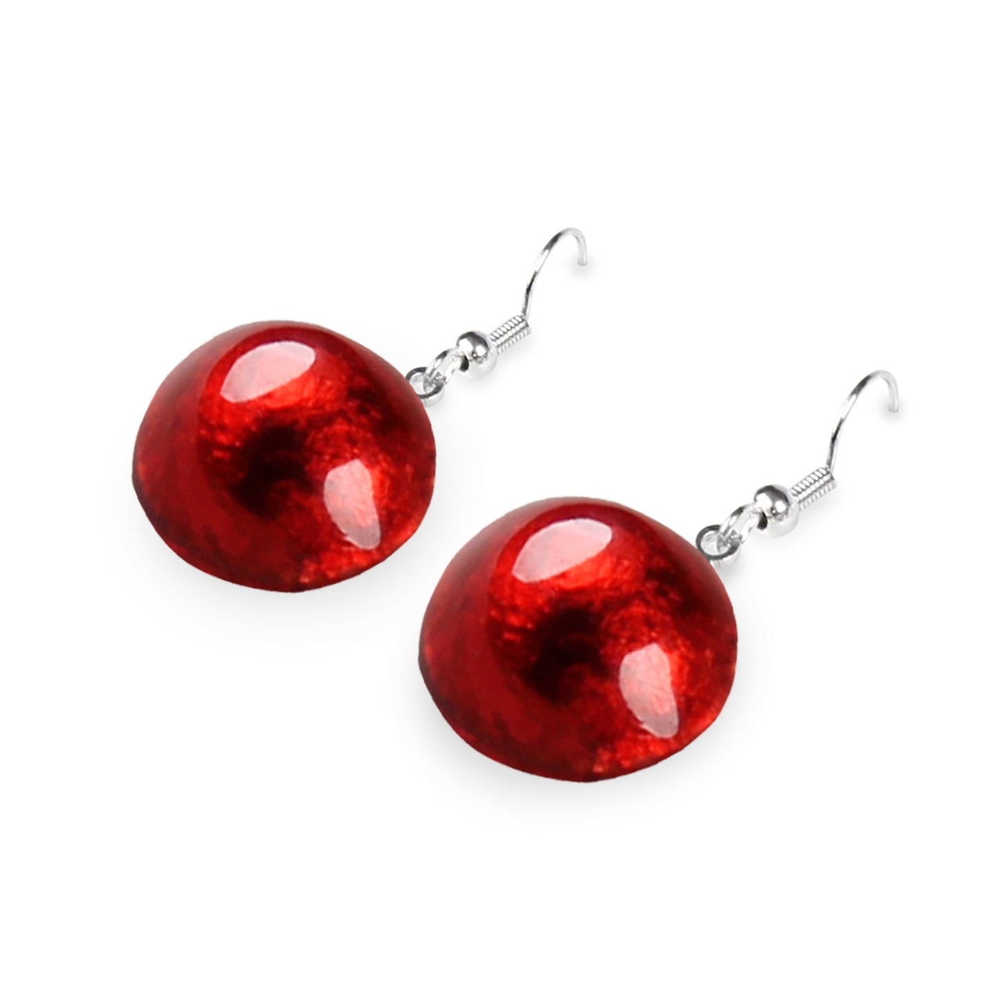 Red Cabouchon Combi Fish Hook Earrings | The Jewellery Stop
