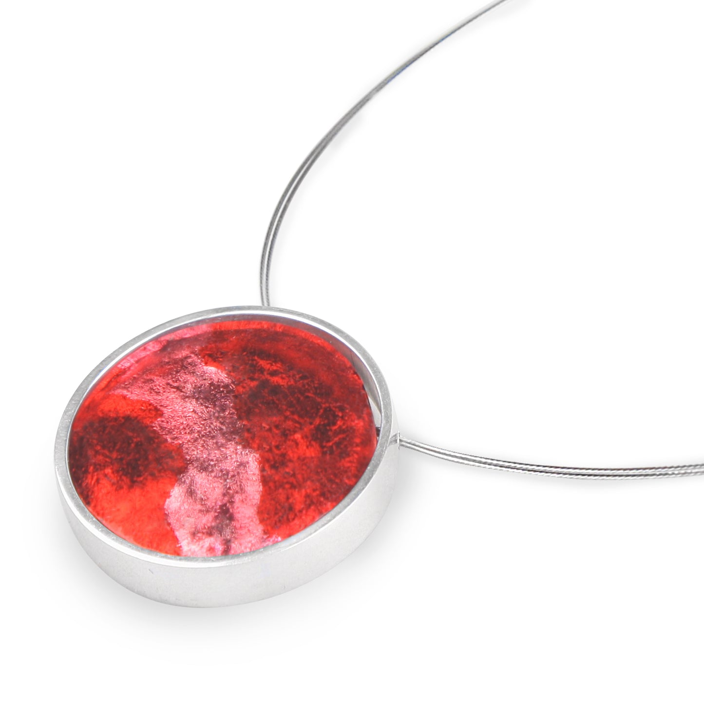 Red Stained Glass Round Pendant