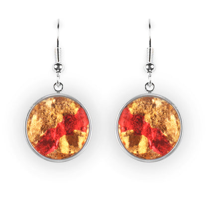 Orange Stained Glass Round Fish Hook Earrings | The Jewellery Stop
