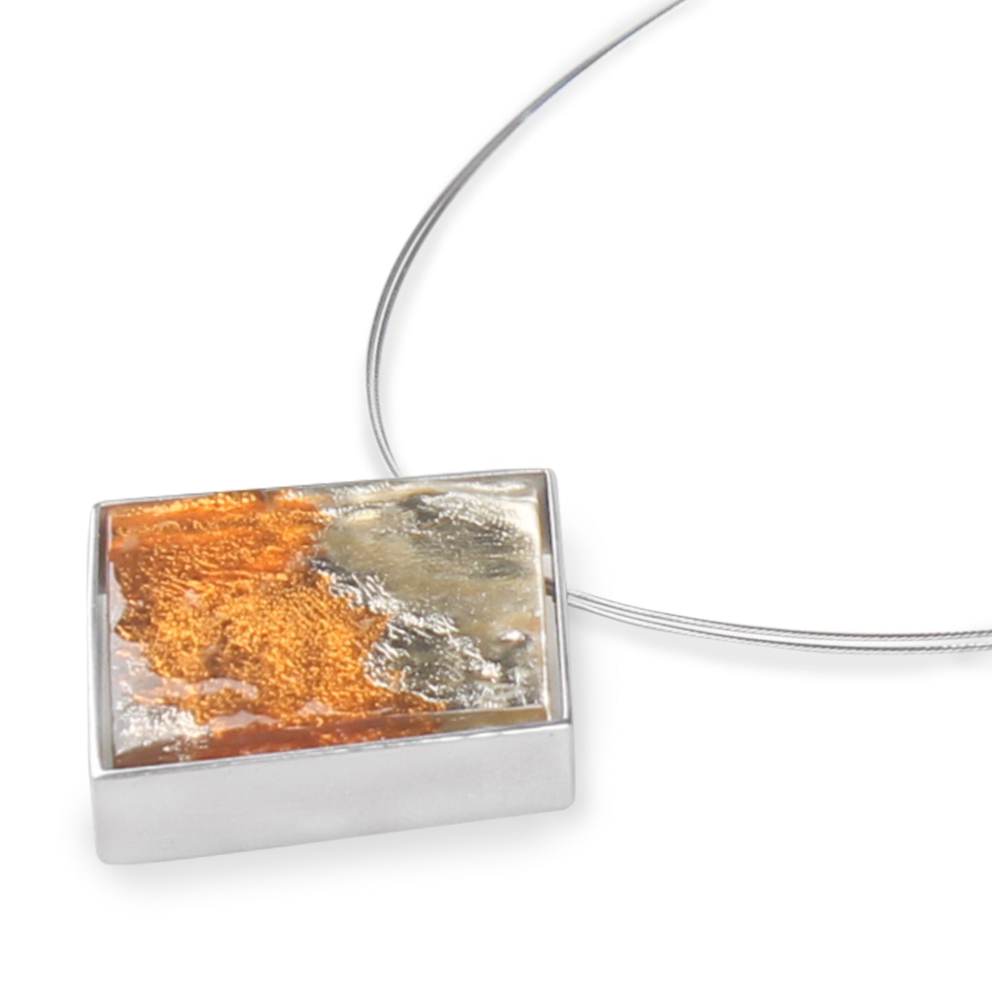 Gold Stained Glass Square Pendant