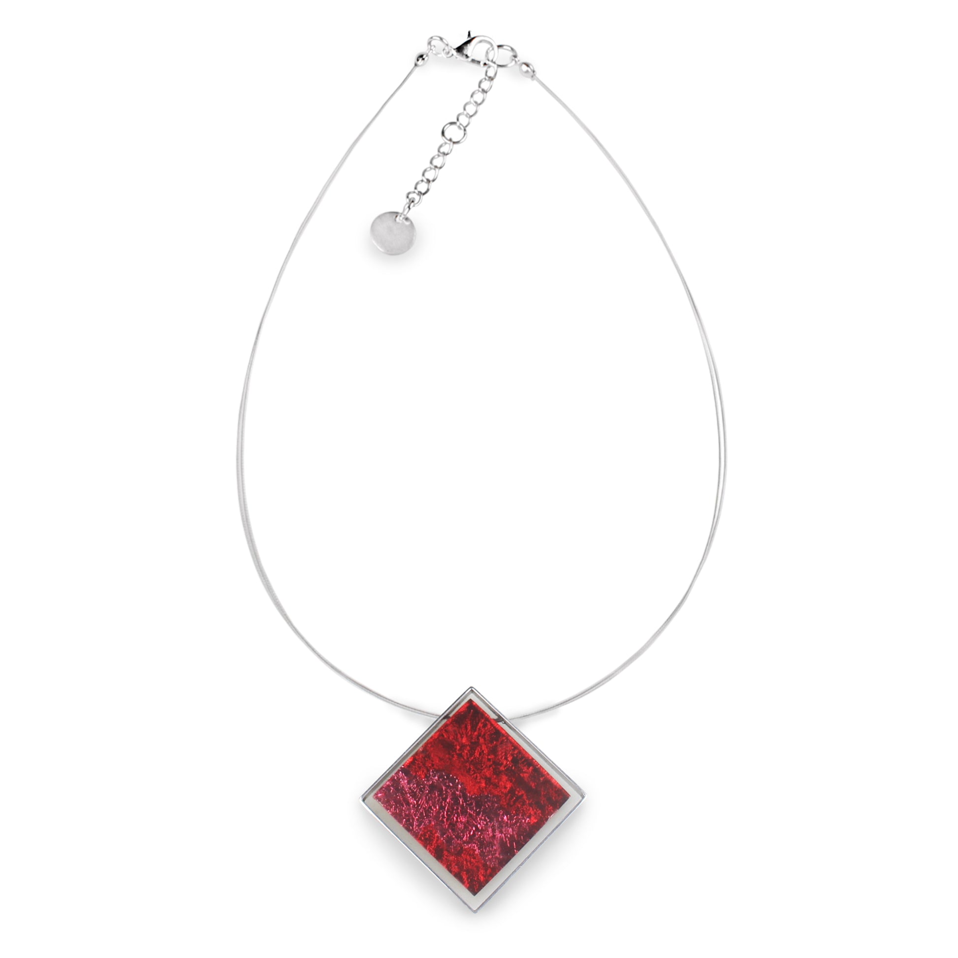 Red Stained Glass Square Pendant