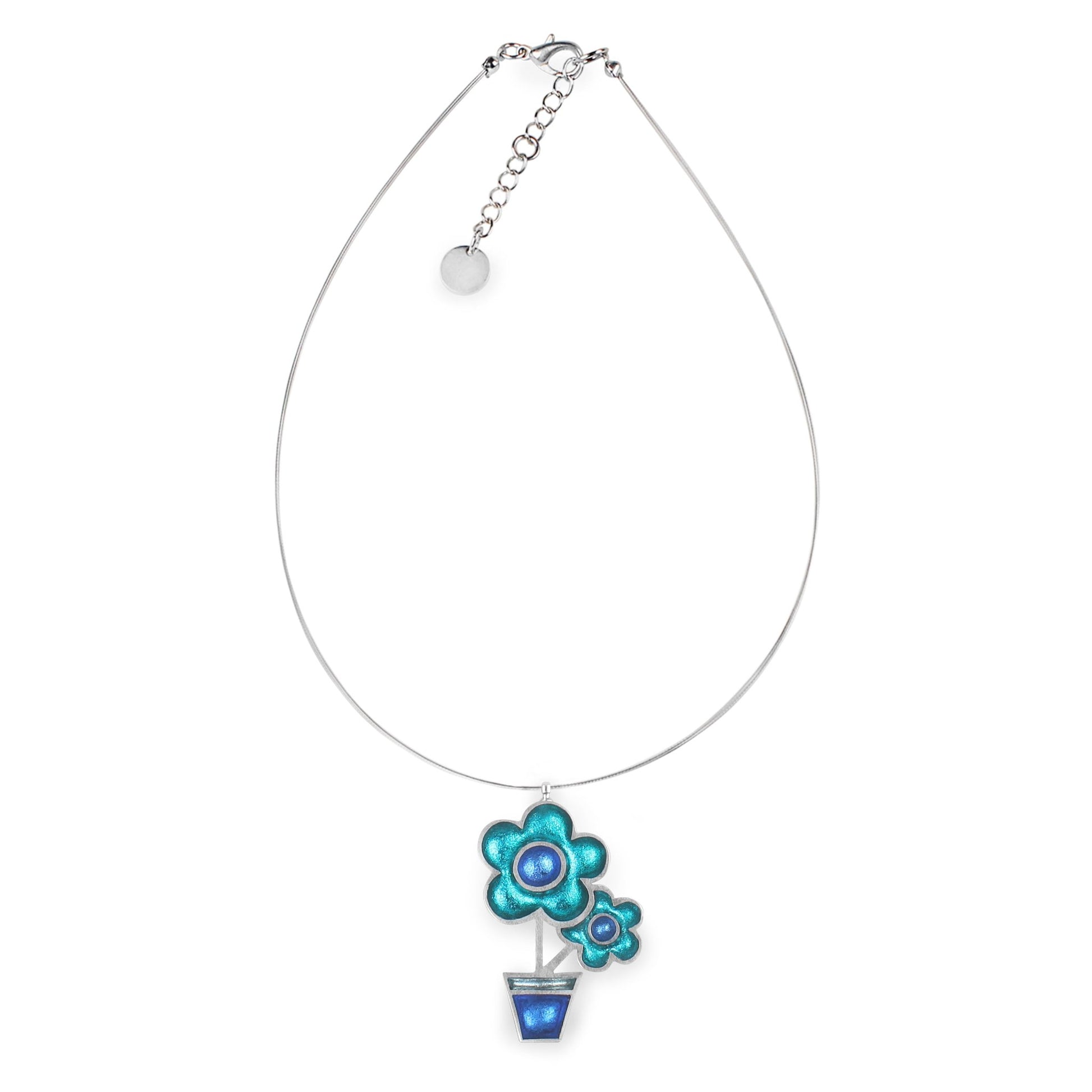Teal Flower Pot Pendant | The Jewellery Stop