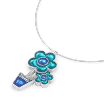 Teal Flower Pot Pendant | The Jewellery Stop