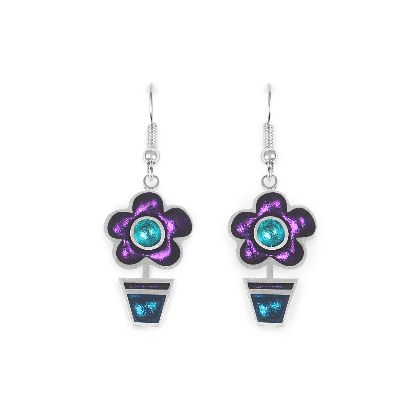Peacock Flower Pot Fish Hook Earrings | The Jewellery Stop