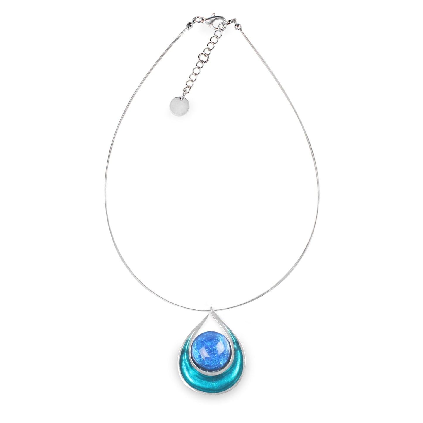 Teal Raindrop Pendant on Wire | The Jewellery Stop