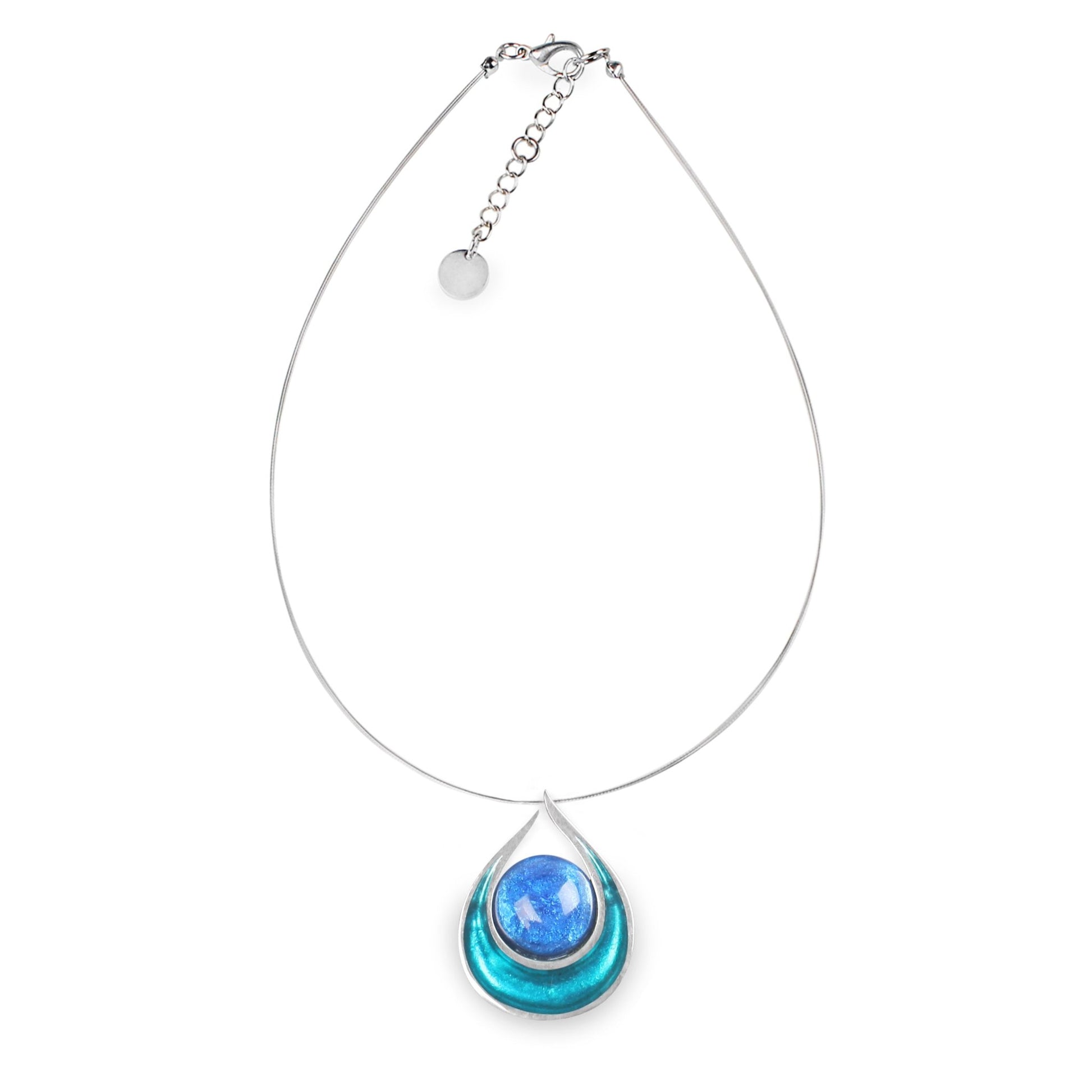Teal Raindrop Pendant on Wire | The Jewellery Stop