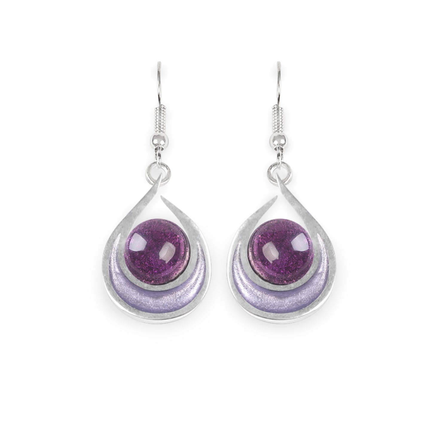 Violet Raindrop Fish Hook Earrings | The Jewellery Stop