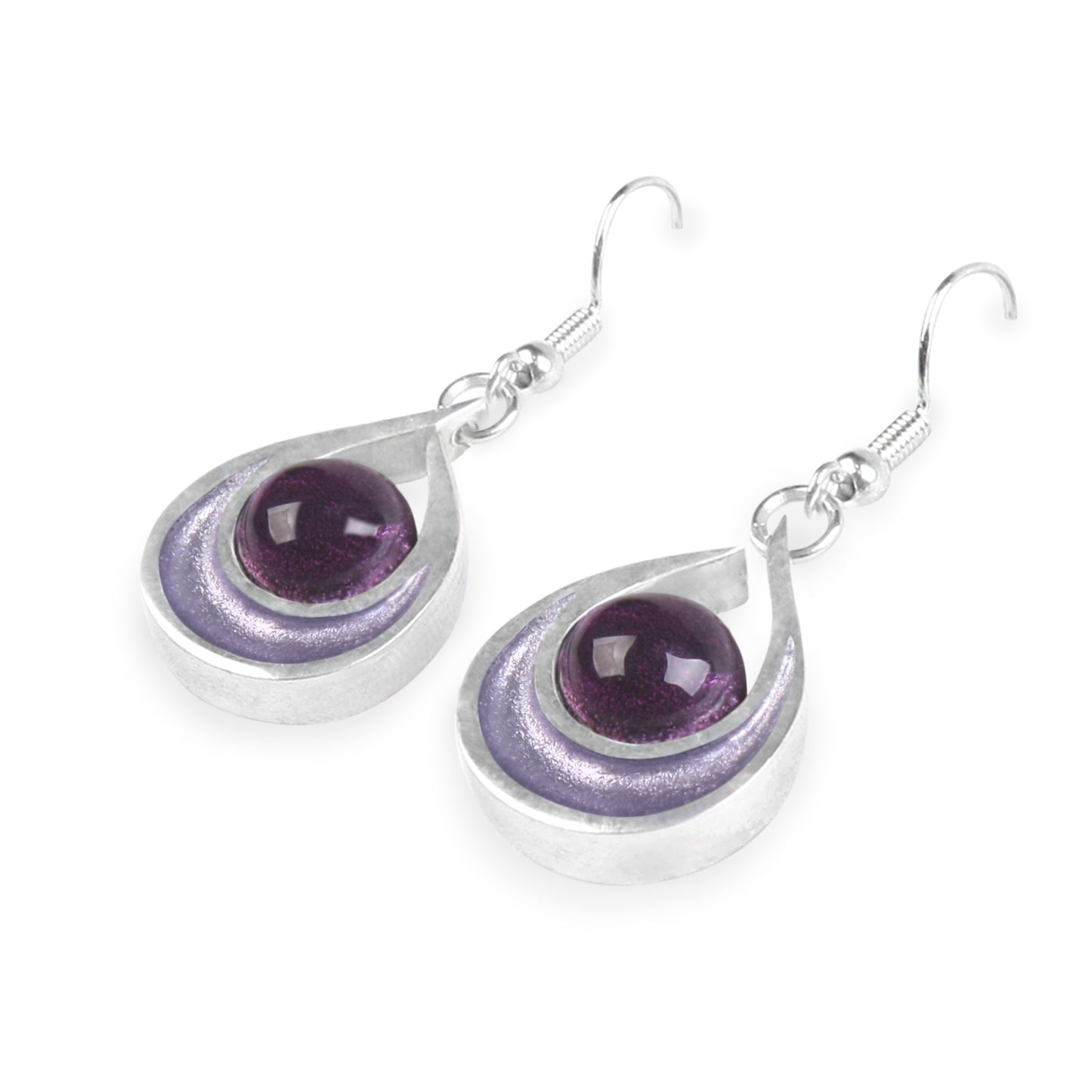 Violet Raindrop Fish Hook Earrings | The Jewellery Stop