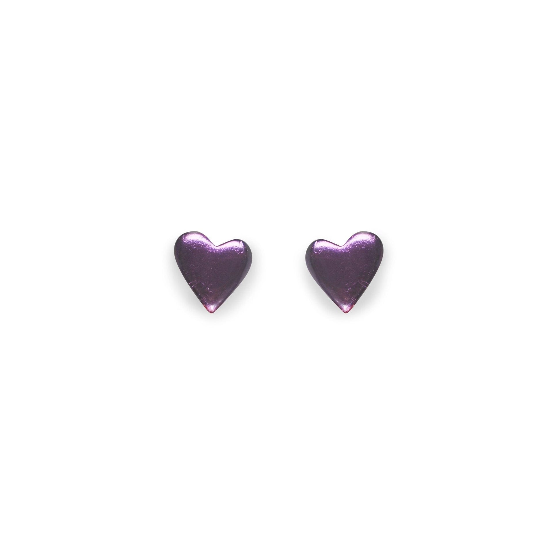 Purple Love Heart Resin Stud Earrings | The Jewellery Stop