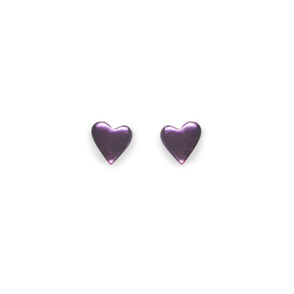Purple Love Heart Resin Stud Earrings | The Jewellery Stop