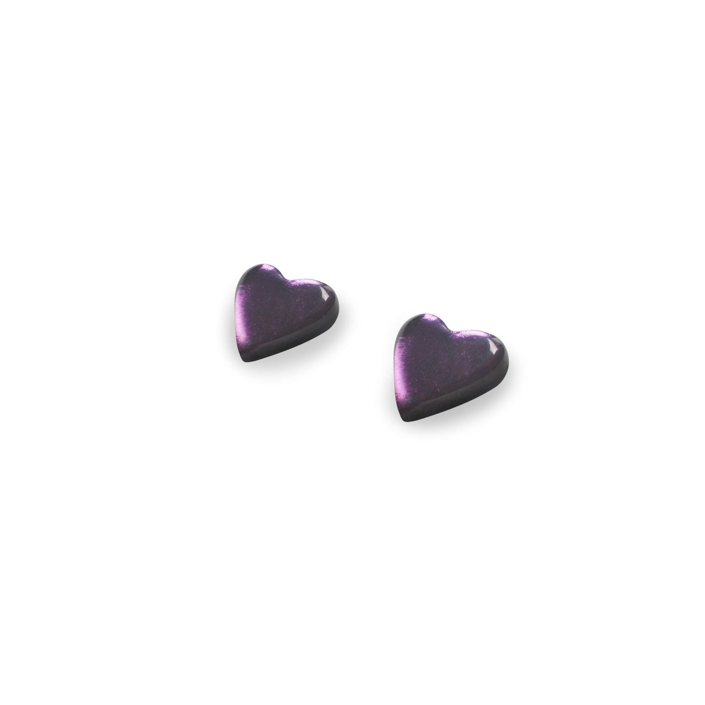 Purple Love Heart Resin Stud Earrings | The Jewellery Stop