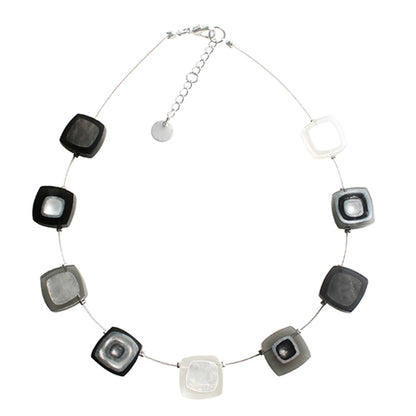 Black Abstract Squares Necklace | The Jewellery Stop