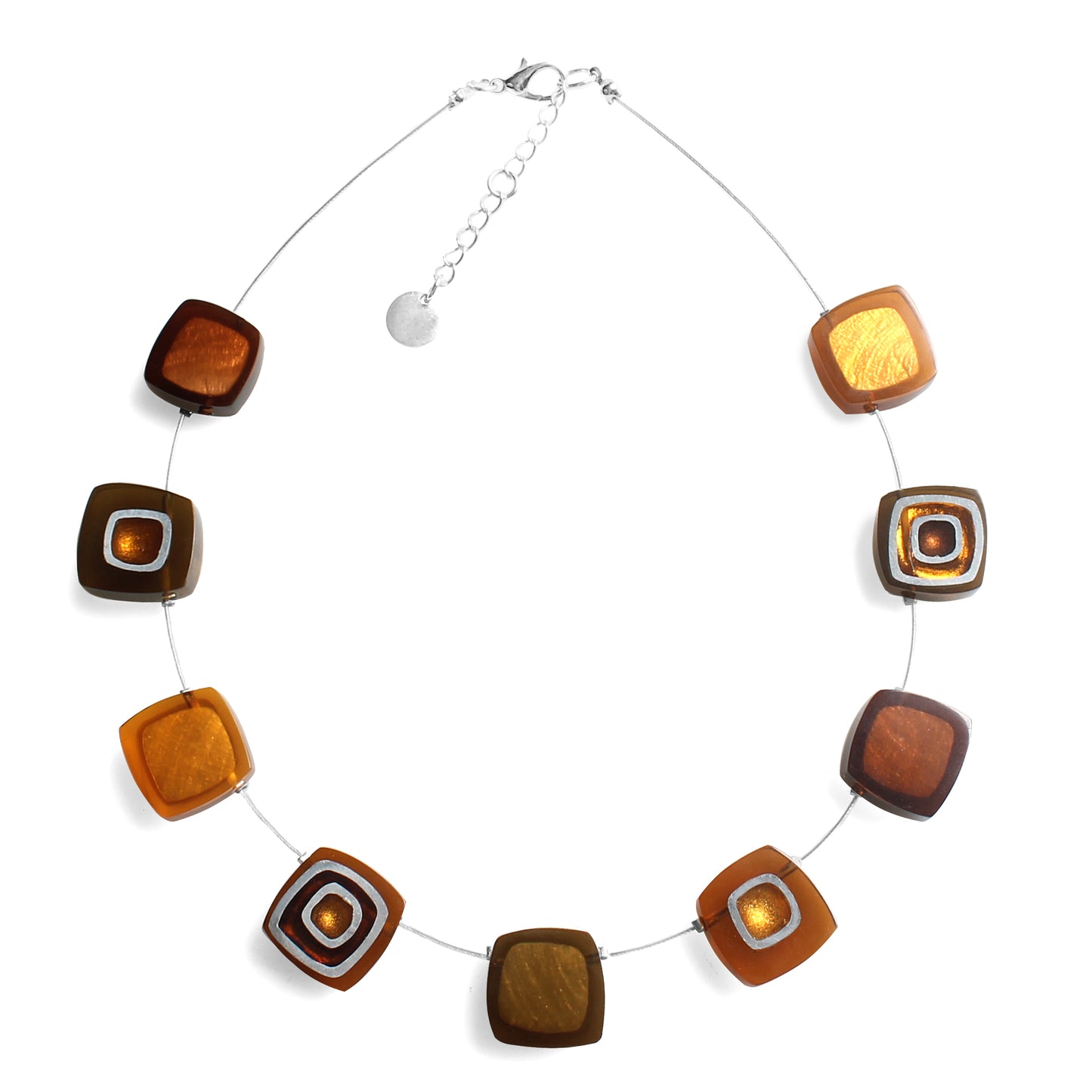 Mustard Abstract Squares Necklace