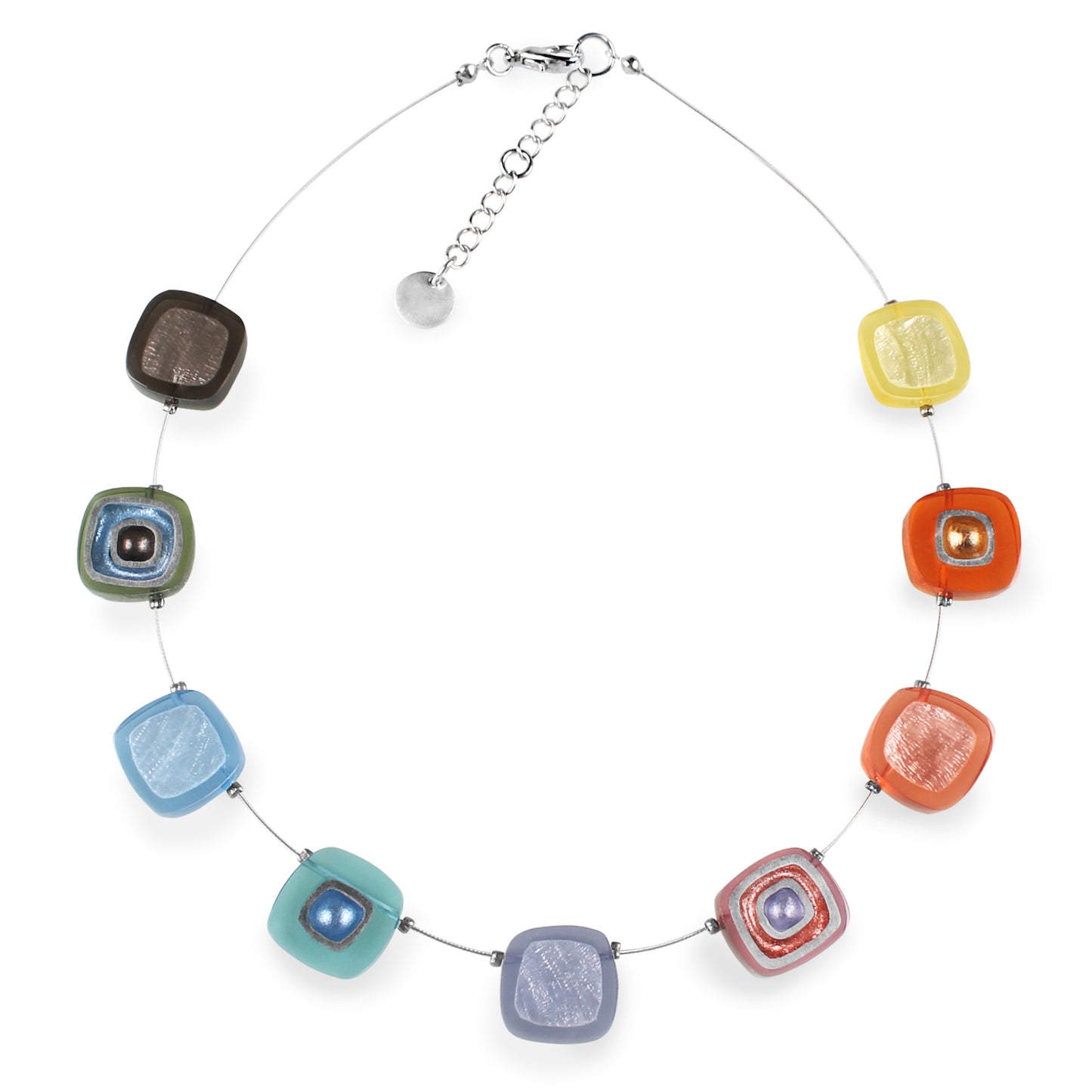 Pastels Abstract Squares Necklace