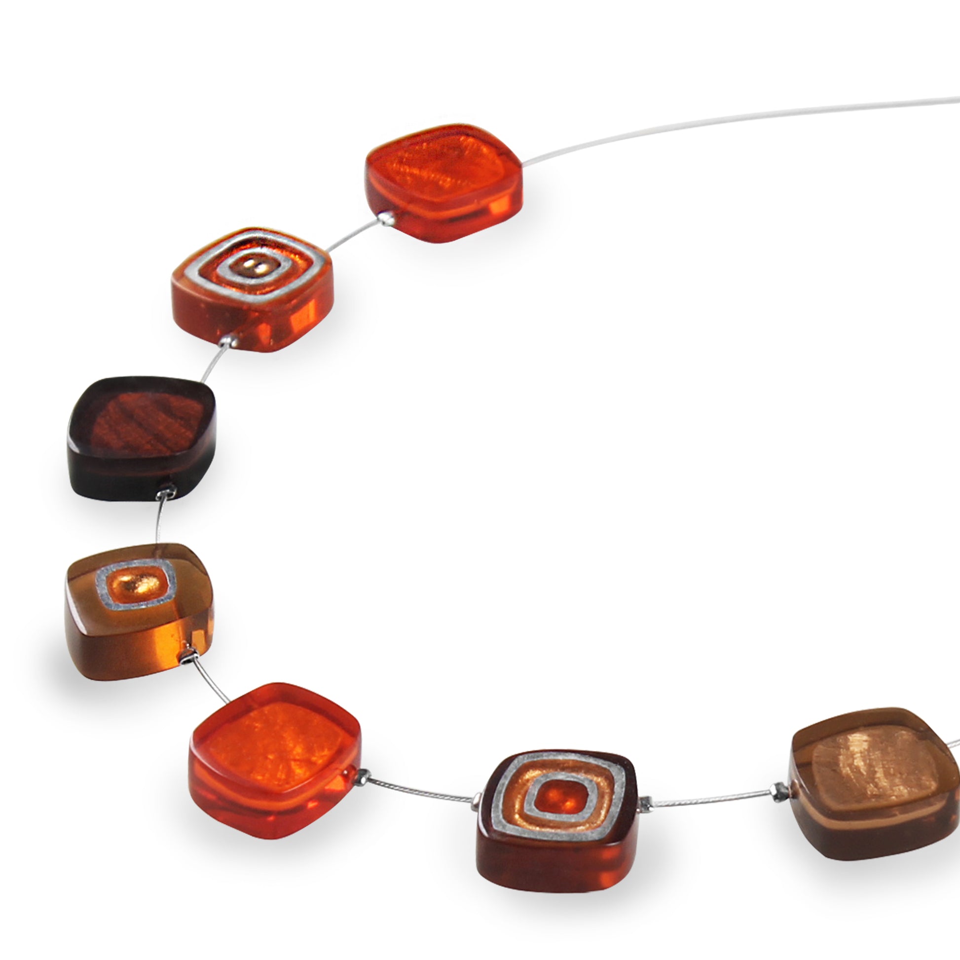 Spice Abstract Squares Necklace