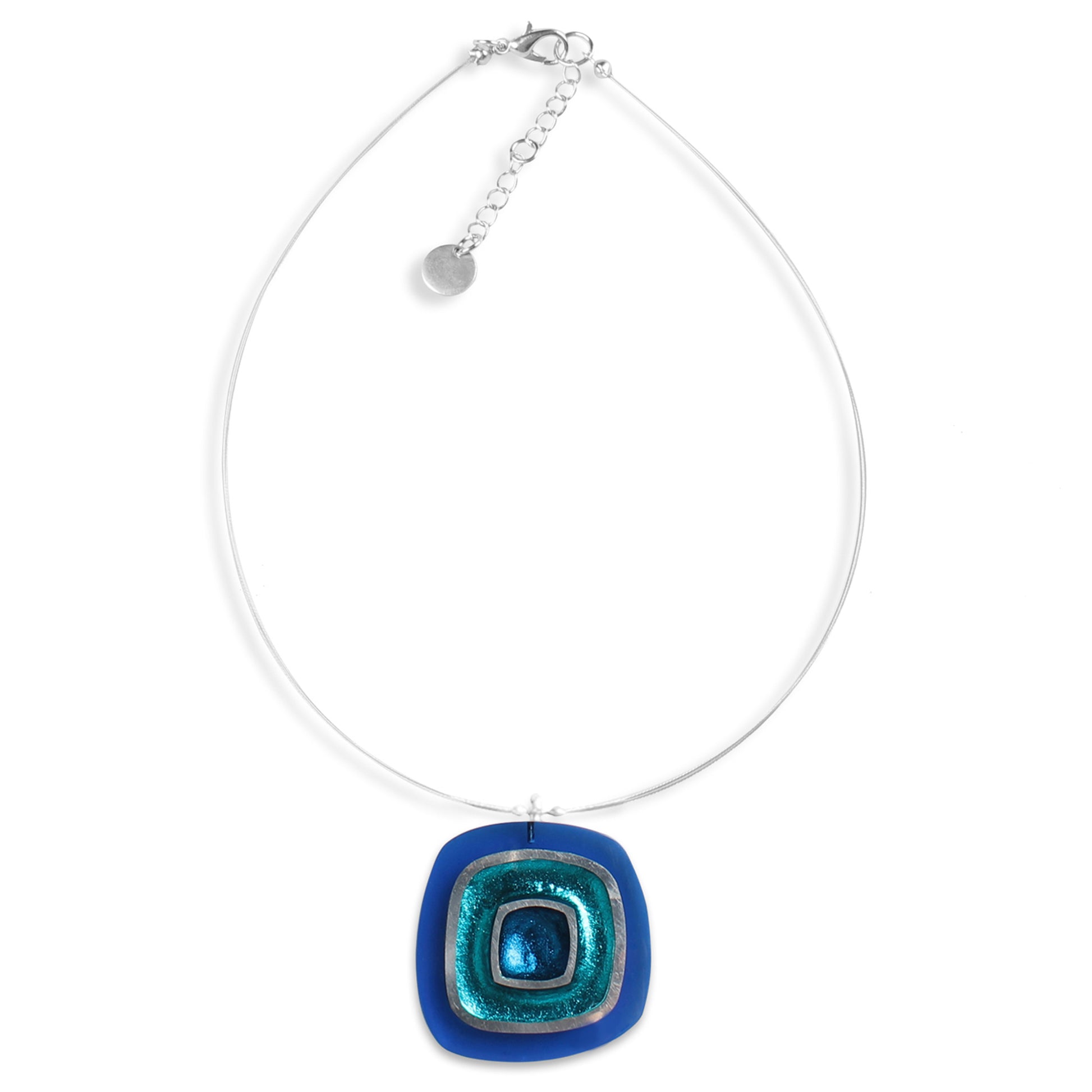 Azure Abstract Squares Pendant
