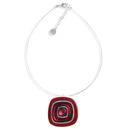 Red Abstract Squares Pendant