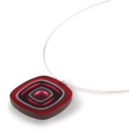 Red Abstract Squares Pendant