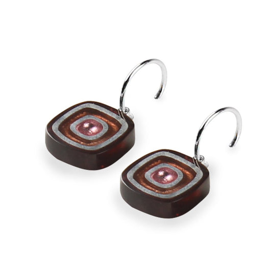 Cherry Abstract Squares Creole Earrings | The Jewellery Stop