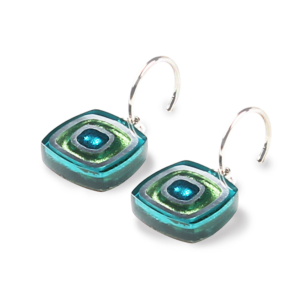 Jade Abstract Squares Creole Earrings