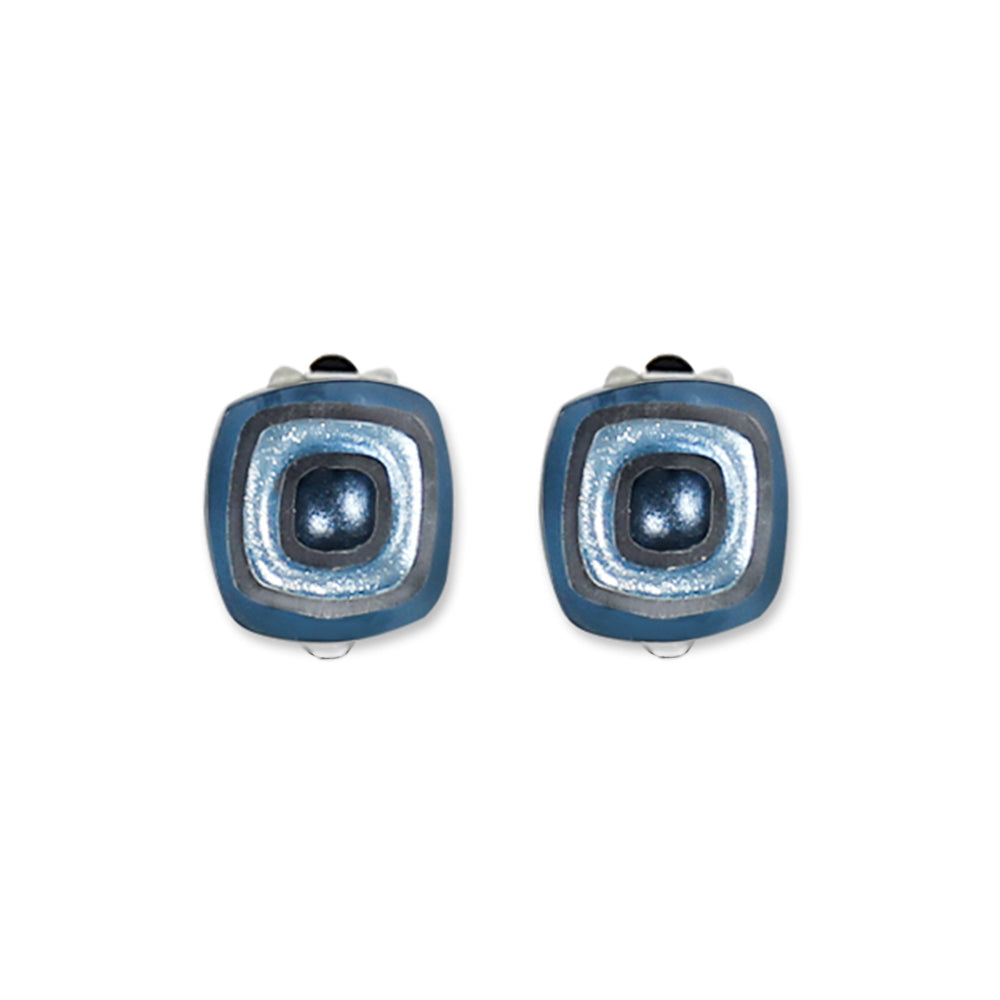 Ice Abstract Squares Clip Earrings