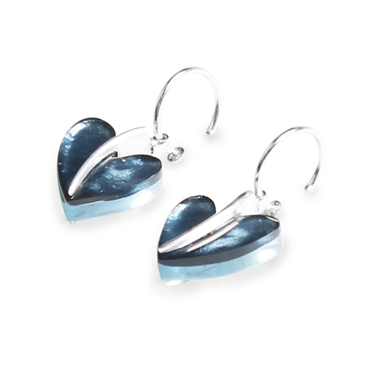 Blue Lollipop Heart Double Sided Creole Earrings | The Jewellery Stop