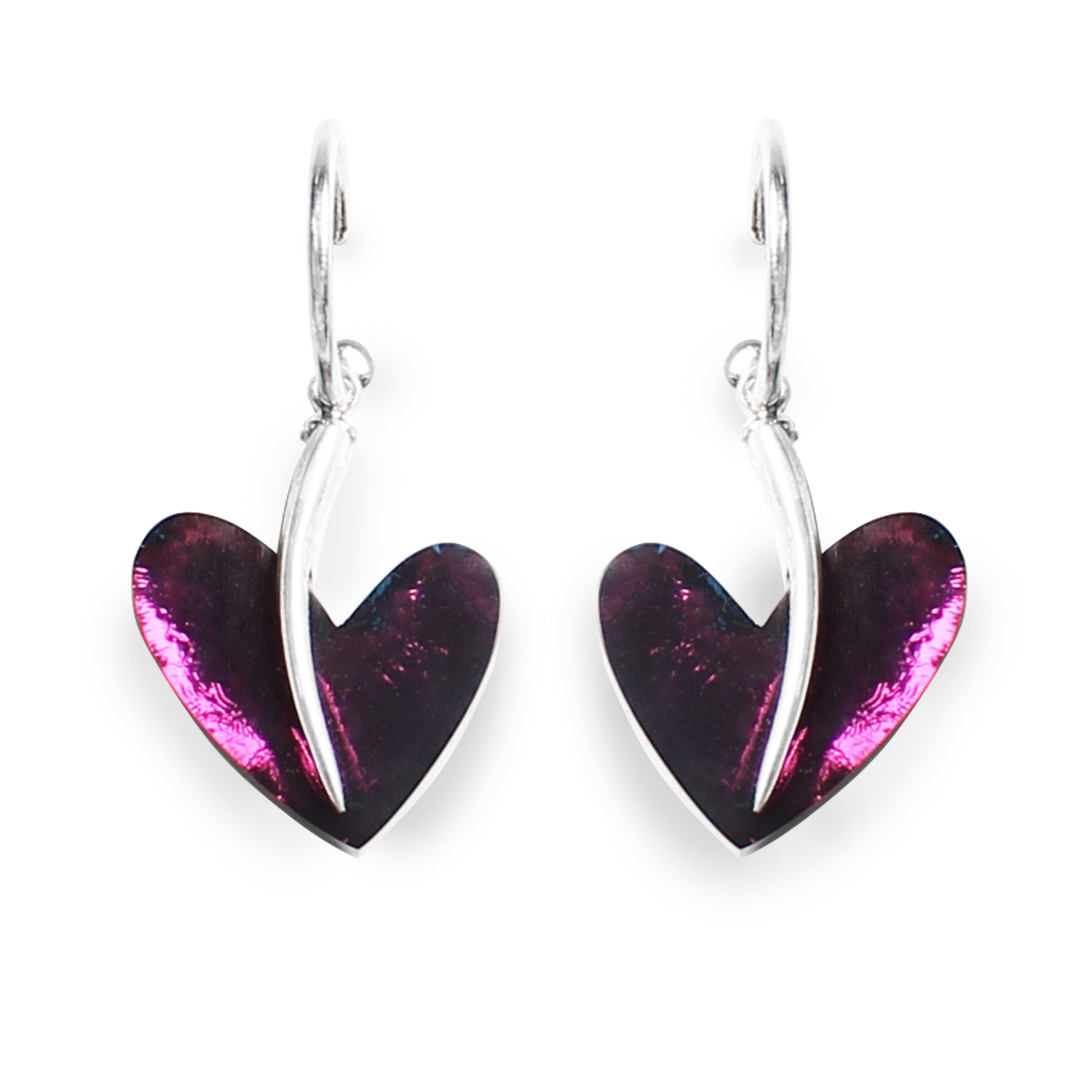 Peacock Lollipop Heart Double Sided Creole Earrings | The Jewellery Stop