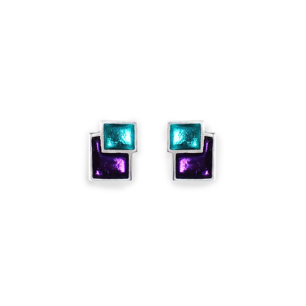 Peacock Collage Double Stud Earrings | The Jewellery Stop