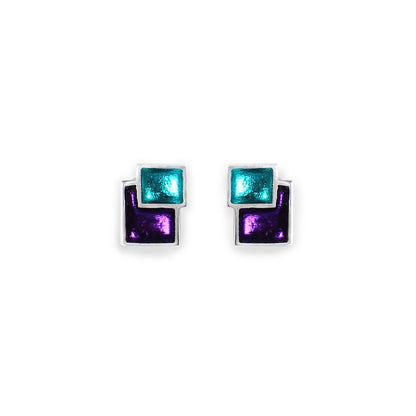 Peacock Collage Double Stud Earrings | The Jewellery Stop