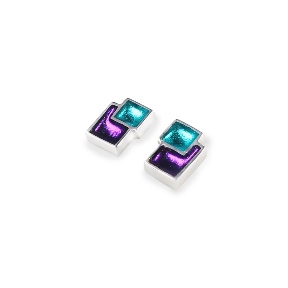 Peacock Collage Double Stud Earrings | The Jewellery Stop