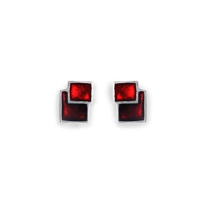 Red Collage Double Stud Earrings | The Jewellery Stop