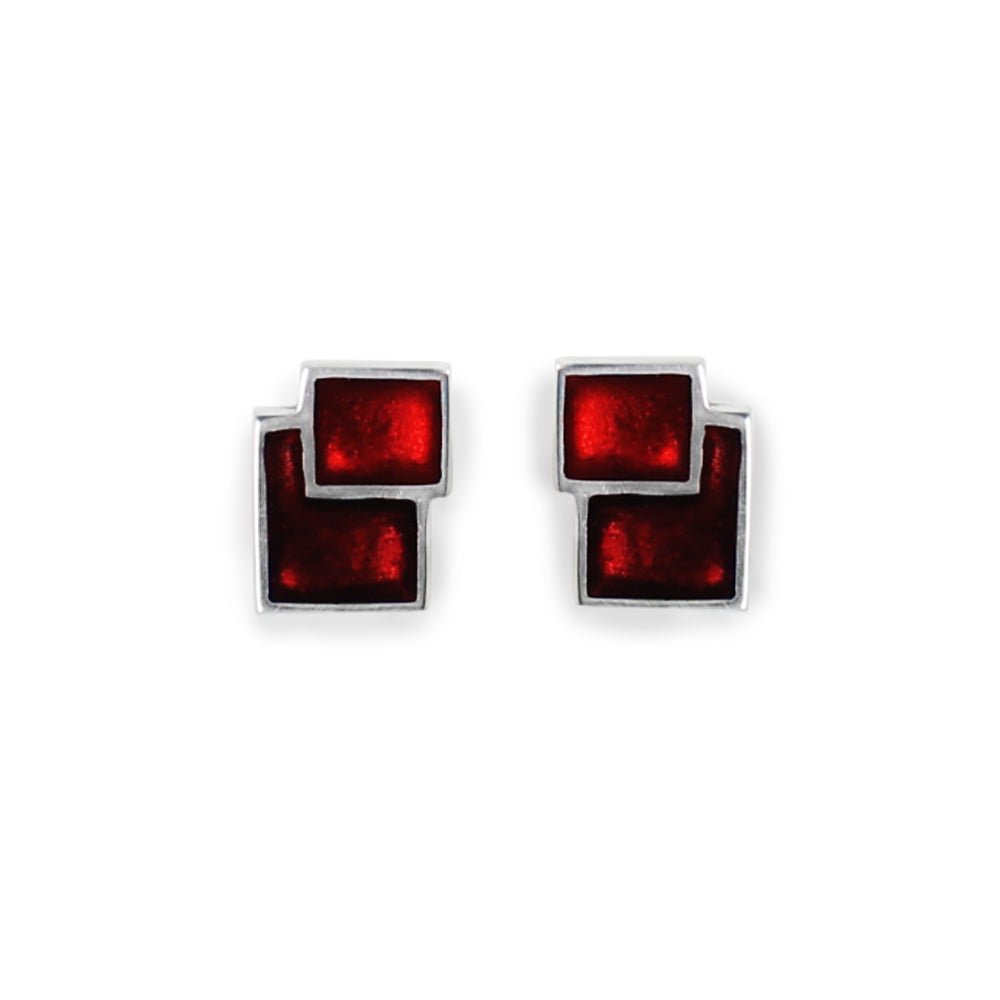 Red Collage Clip Earrings | The Jewellery Stop