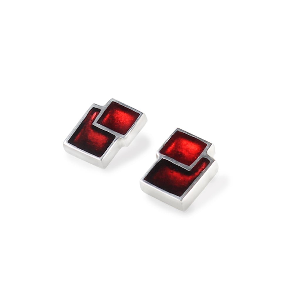 Red Collage Clip Earrings | The Jewellery Stop